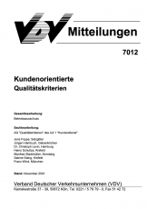VDV-Mitteilung 7012 Kundenorientierte Qualitätskriterien [Print]