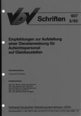 VDV-Schrift 607 Empfehlung zur Aufstellung einer Dienstanweisung für Aufsichtspersonal ...[Print]