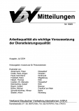 VDV-Mitteilung 9029 Arbeitsqualität als wichtige Voraussetzung der Dienstleistungsqualität [Print]